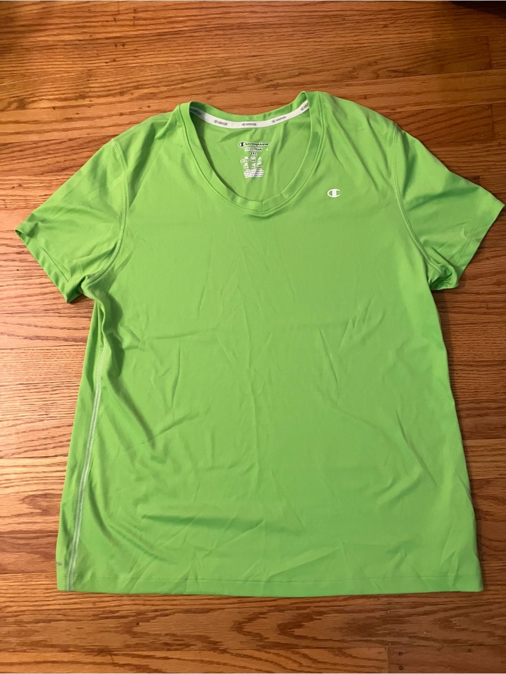 Champion Men's Bright Lime Green Performance V-Neck Tee
